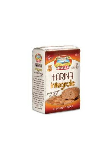 DIVELLA FARINA INTEGRALE KG.1 PZ.10 - Carton de 10 pièces